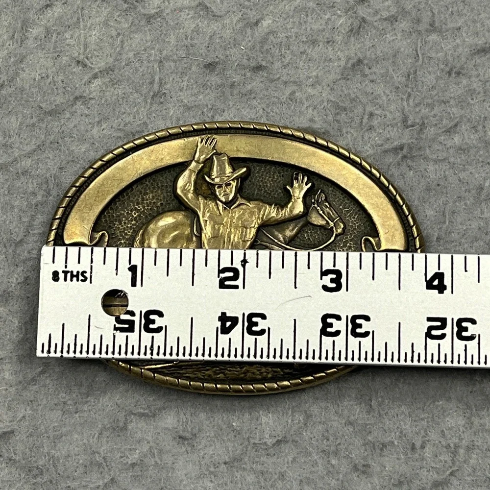 VTG Exclusive Tony Lama Solid Brass Belt Buckle Cowboy Roping Horse R. Handerson